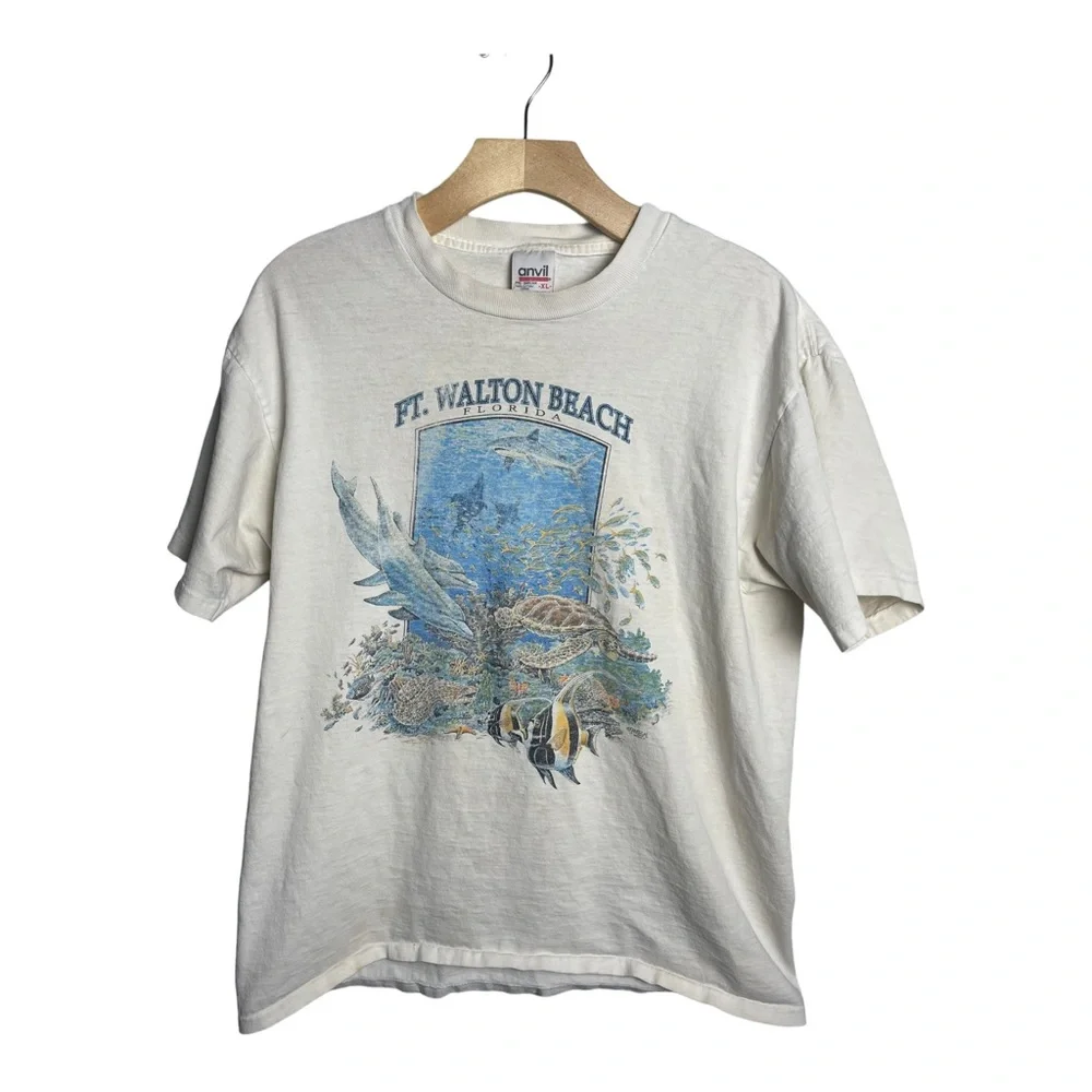 Anvil Vintage Single Stitch Short Sleeve Ft Walton Beach Shirt Size XL - Picture 1 of 9